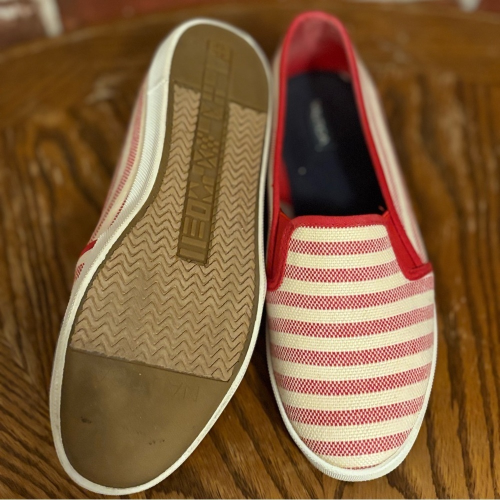 Nautica Red and Cream Striped Slip-On Shoes - Picture 5 of 6